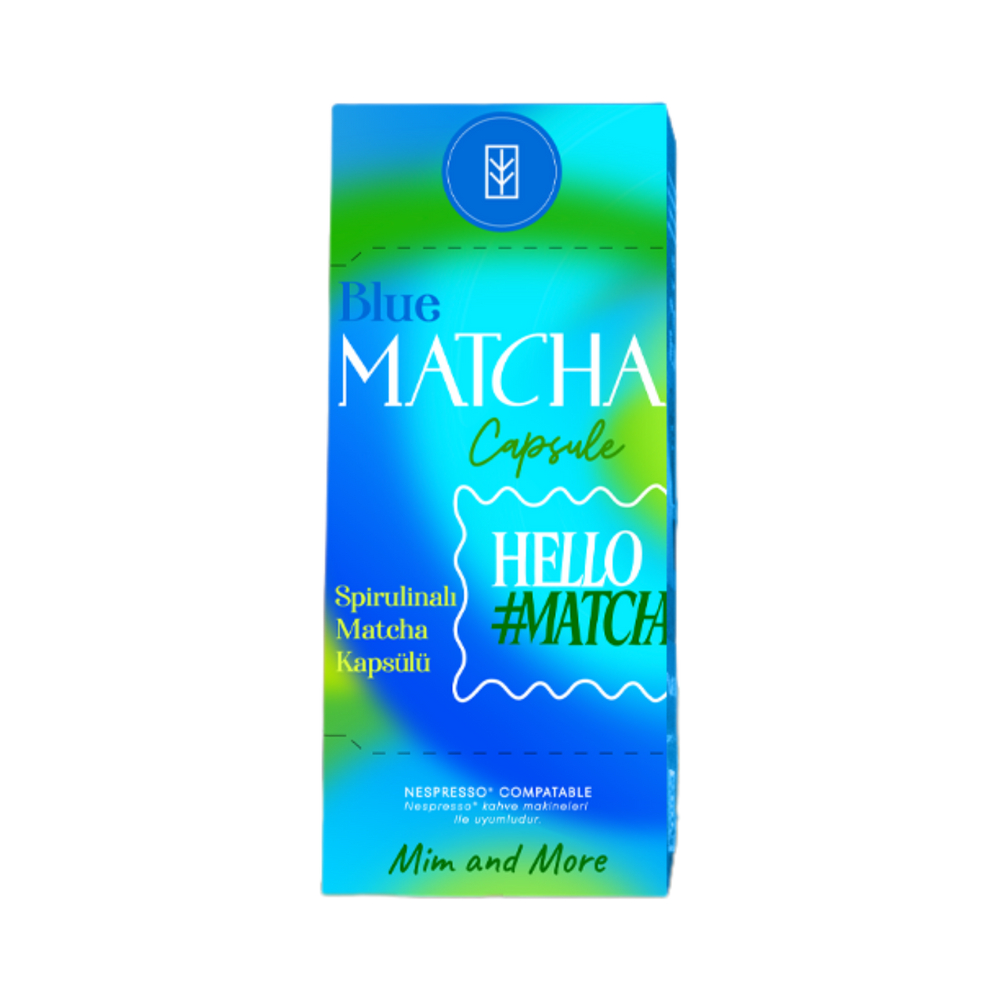Blue Matcha Kapsül – Nespresso Uyumlu, Mavi Spirulina Superfood Matcha Tozu, 10'lu Paket
