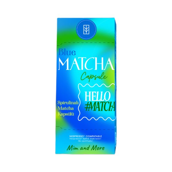 Blue Matcha Kapsül – Nespresso Uyumlu, Mavi Spirulina Superfood Matcha Tozu, 10'lu Paket