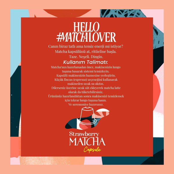 Strawberry Matcha Kapsül - Nespresso Uyumlu, Çilek Aromalı Matcha Tozu, 10'lu Paket