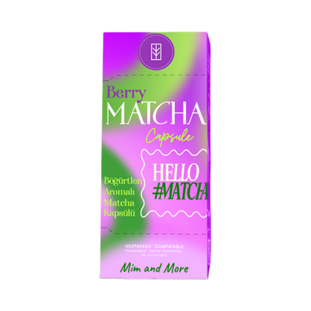Berry Matcha Kapsül - Nespresso Uyumlu, Böğürtlen Aromalı Matcha Tozu, 10'lu Paket