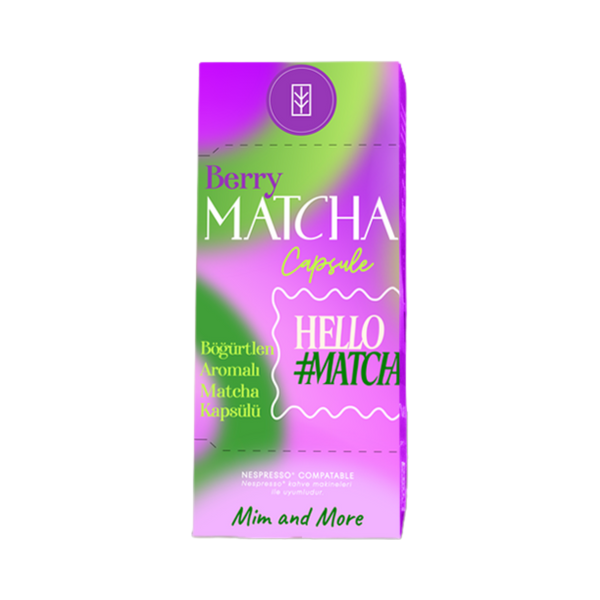 Berry Matcha Kapsül - Nespresso Uyumlu, Böğürtlen Aromalı Matcha Tozu 10'lu Paket