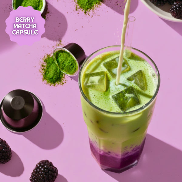 Berry Matcha Kapsül - Nespresso Uyumlu, Böğürtlen Aromalı Matcha Tozu 10'lu Paket