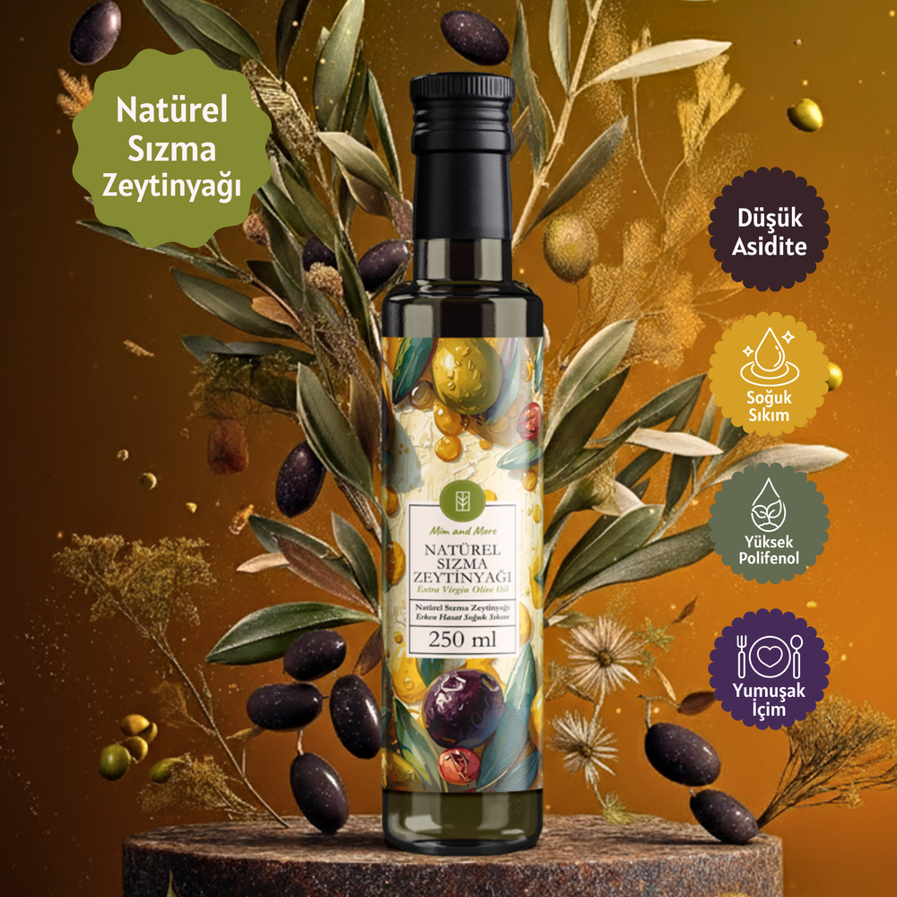 Saf Natürel Sızma Zeytinyağı 250 ml — Soğuk Sıkım, %100 Doğal Zeytinyağı, 250 ml