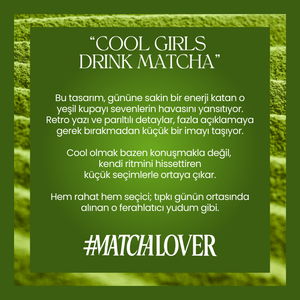 Cool Girls Drink Matcha Baskılı Crop Tişört – Modal Kumaş, Esnek ve Rahat, Kadın T-Shirt