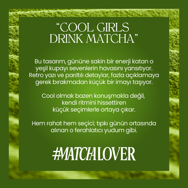 Cool Girls Drink Matcha Baskılı Crop Tişört – Modal Kumaş, Esnek ve Rahat, Kadın T-Shirt