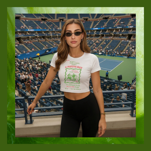 A Matcha Date Baskılı Crop Tişört – Modal Kumaş, Esnek ve Rahat, Kadın T-Shirt