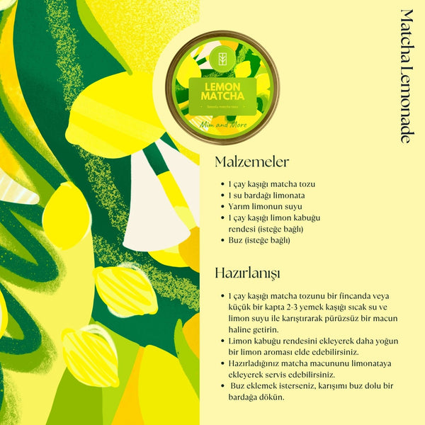 Lemon Matcha – Limon Aromalı Ceremonial Grade Matcha Tozu 100 g