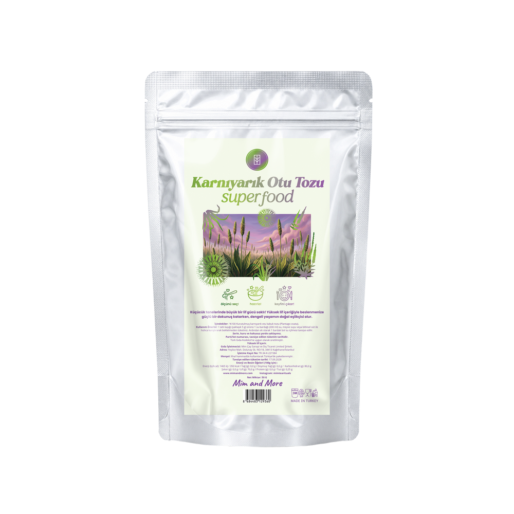 Doğal Karnıyarık Otu Tozu – %100 Saf Psyllium Powder 50 g