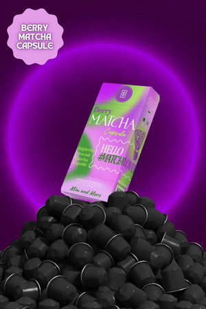 Berry Matcha Kapsül - Nespresso Uyumlu, Böğürtlen Aromalı Matcha Tozu 10'lu Paket