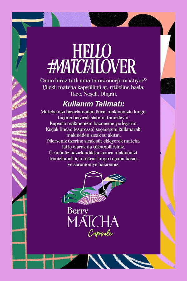 Berry Matcha Kapsül - Nespresso Uyumlu, Böğürtlen Aromalı Matcha Tozu 10'lu Paket