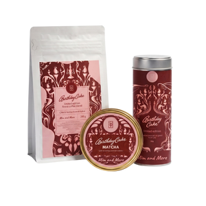 Birthday Cake Set – Çilek & Vanilya Aromalı Matcha, Çay & Kahve Hediye Seti