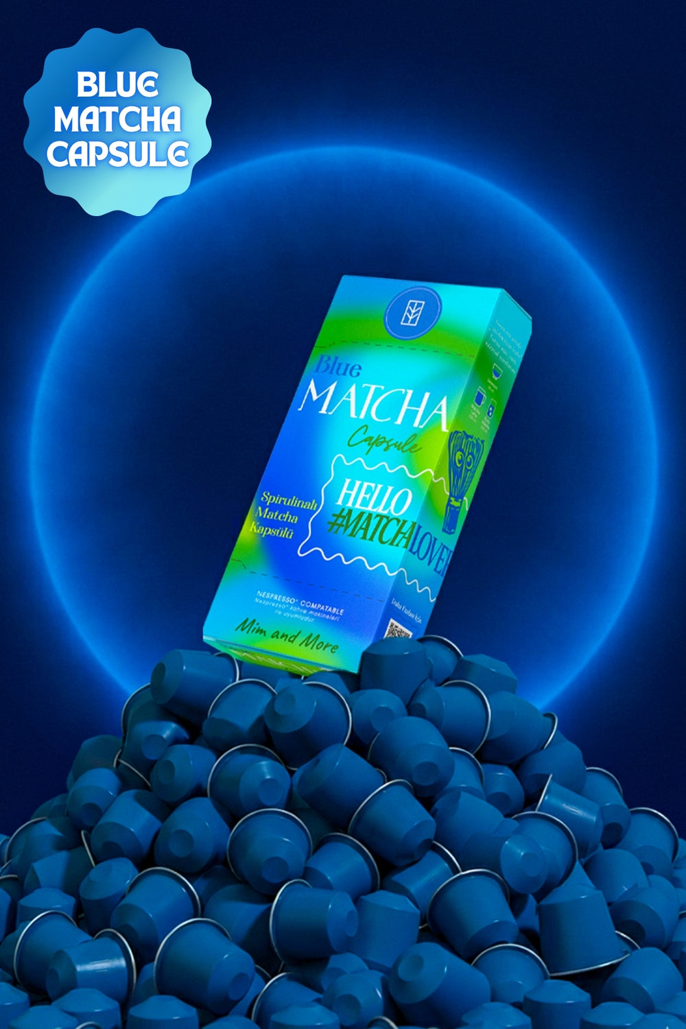 Blue Matcha Kapsül – Nespresso Uyumlu, Mavi Spirulina Superfood Matcha Tozu, 10'lu Paket