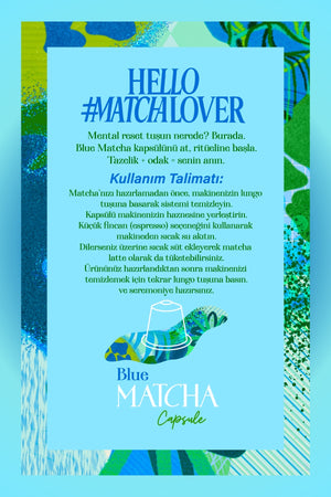 Blue Matcha Kapsül – Nespresso Uyumlu, Mavi Spirulina Superfood Matcha Tozu, 10'lu Paket