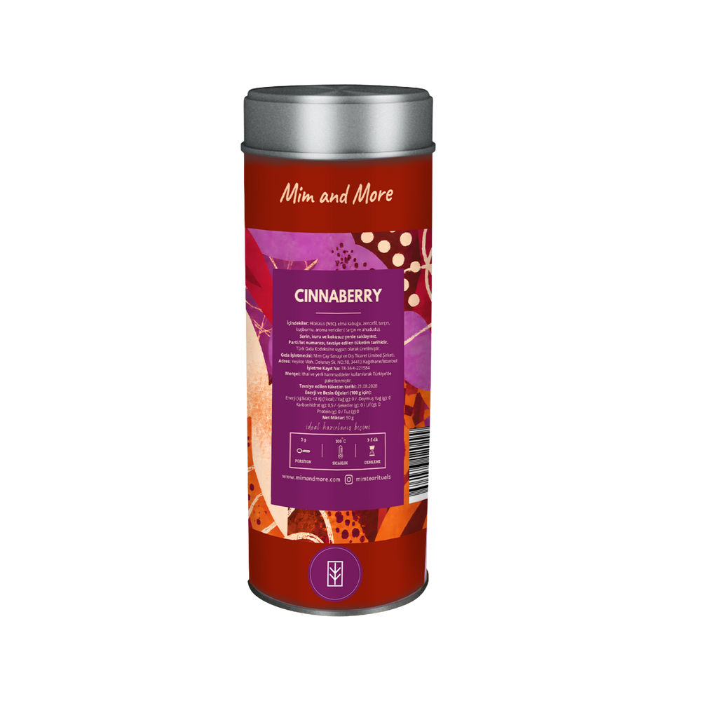 Cinnaberry Tea – Ahududu Aromalı Hibiskus Çayı Tin 50 g
