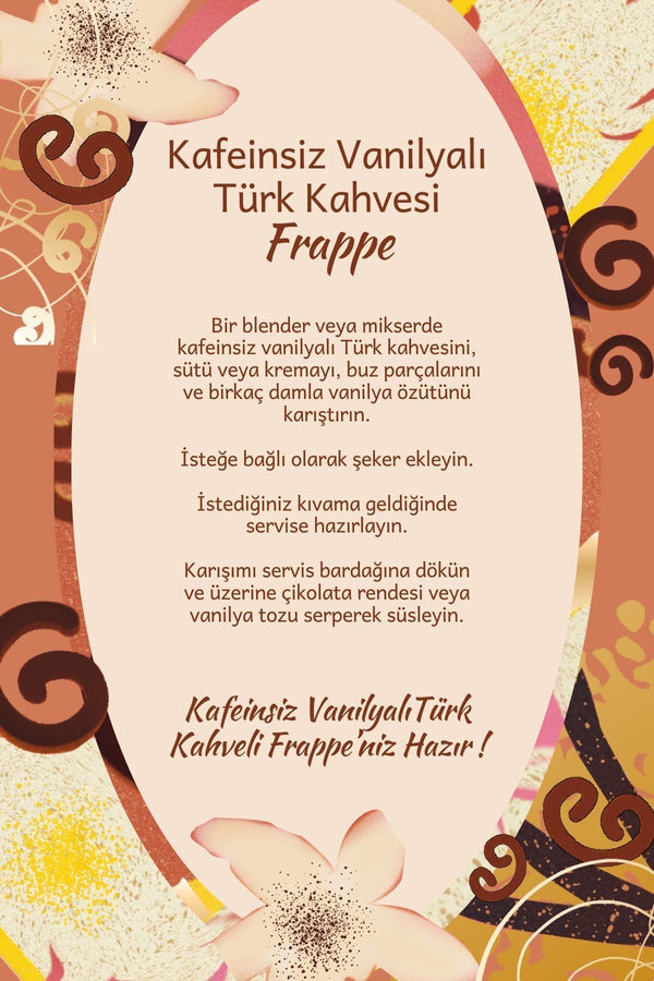 Decaf Vanilla Turkish Coffee - Kafeinsiz Vanilya Aromalı Türk Kahvesi, 150 gr