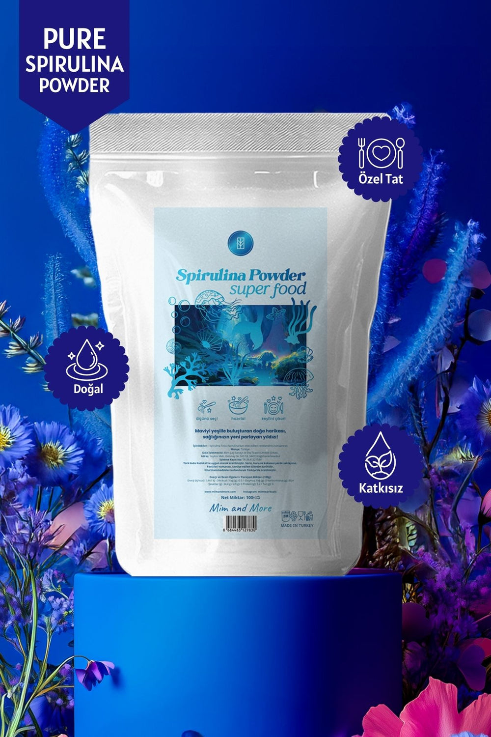 Doğal Spirulina Tozu - Superfood Spirulina Powder, 100 g
