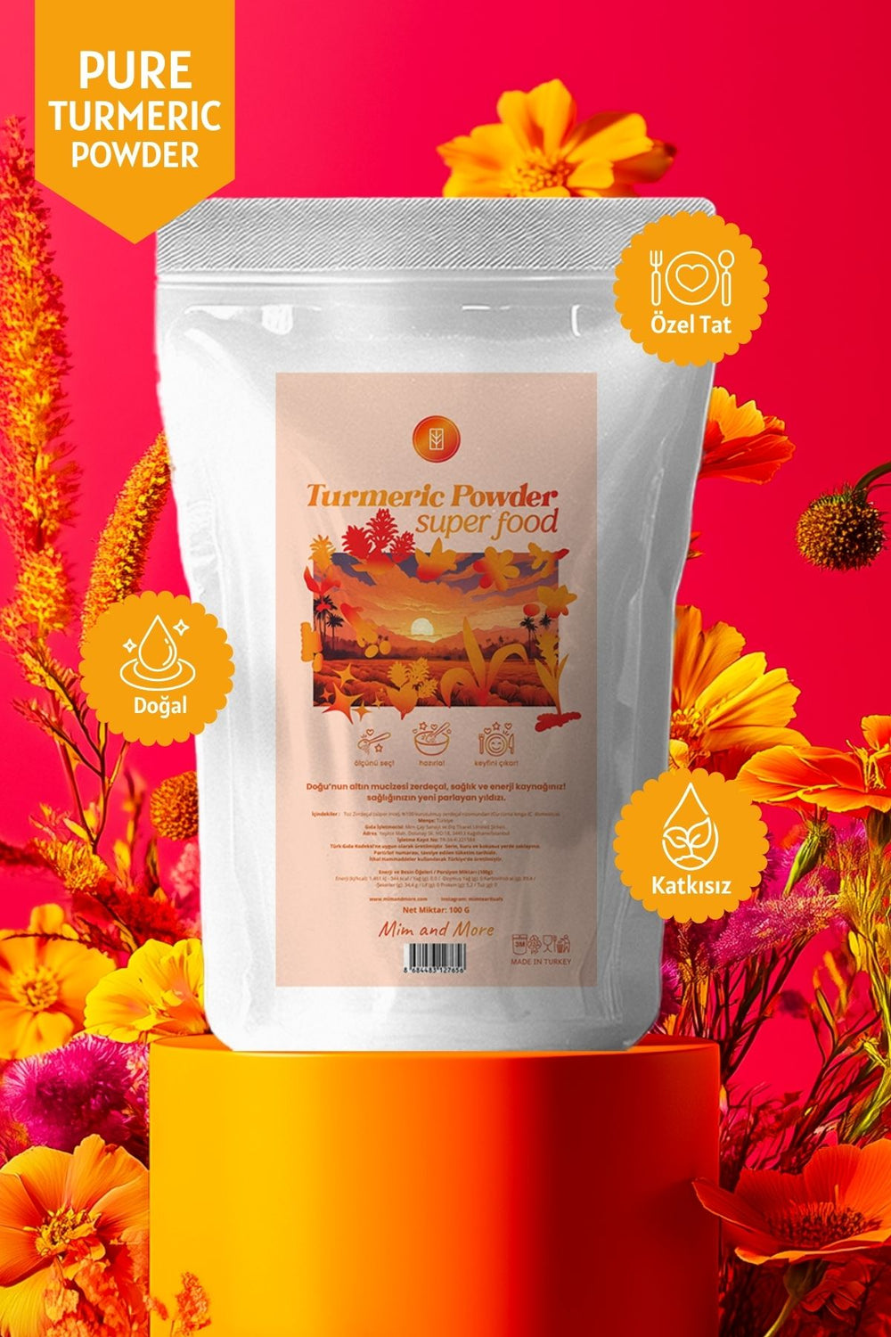 Doğal Zerdeçal Tozu - Superfood Turmeric Powder, 100 g