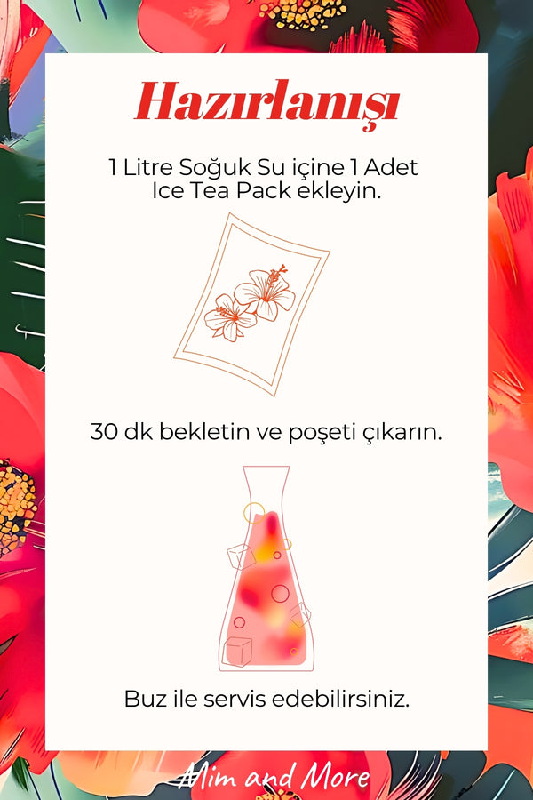 Hibiskus Ice Tea Pack - Soğuk Çay Paketi, 5x20 gr