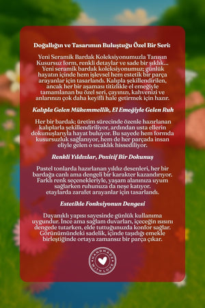 Kırmızı Yıldız Desenli Seramik Bardak – El Yapımı Seramik Bardak 390 ml