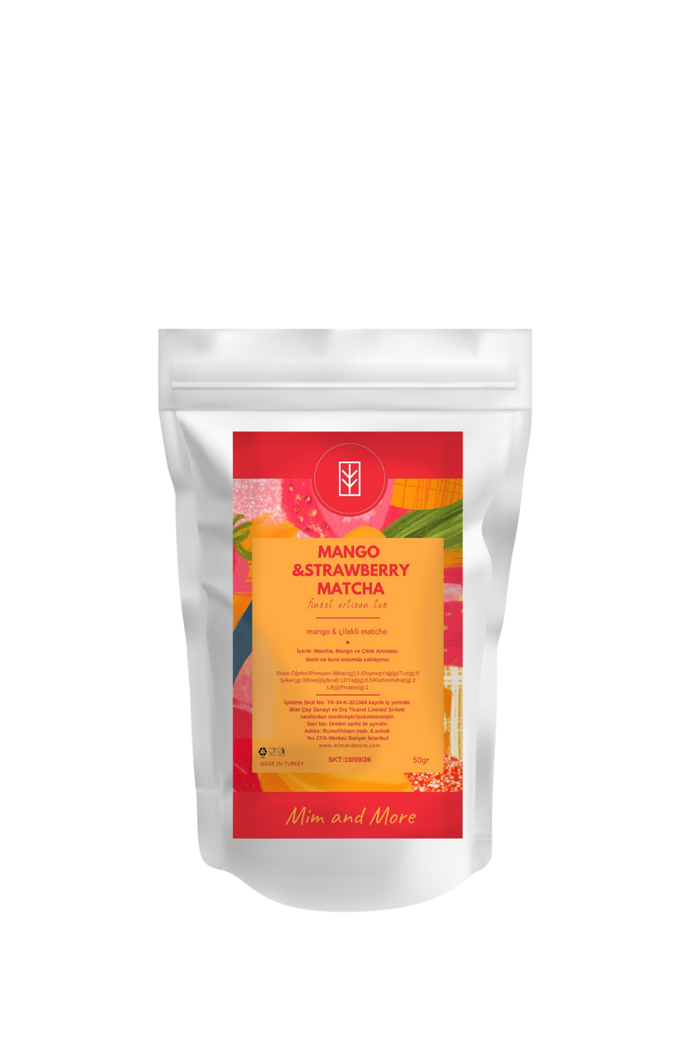 Mango Strawberry Matcha – Mango & Çilek Aromalı Ceremonial Grade Matcha Tozu 50 g