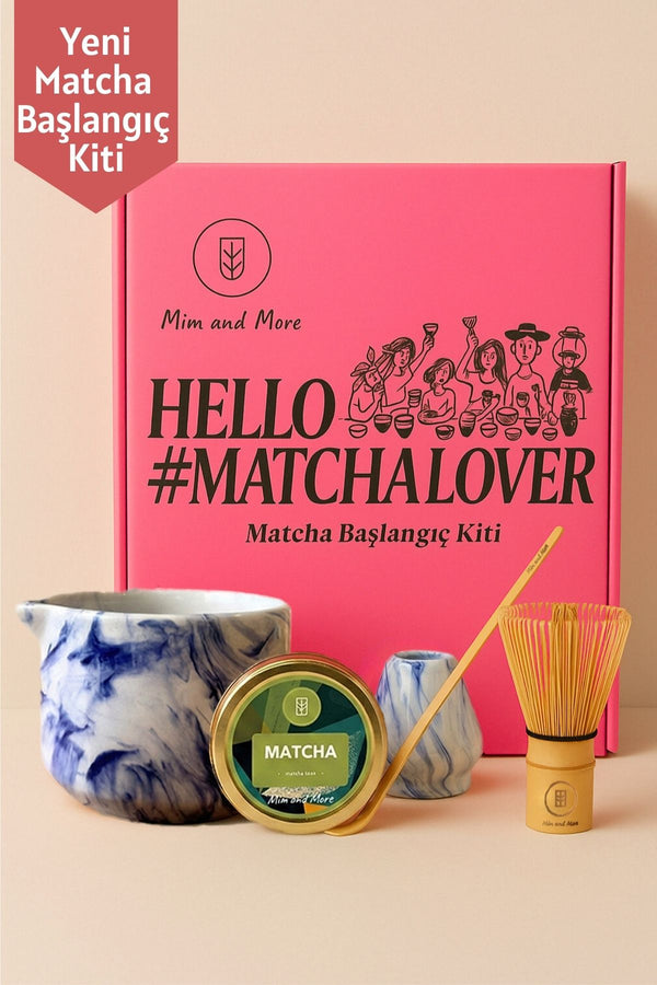 Matcha Starter Pack Mavi - Chawan, Bambu Whisk, Chasen, Chasaku, Saf Matcha 25 Gr Matcha Başlangıç Seti