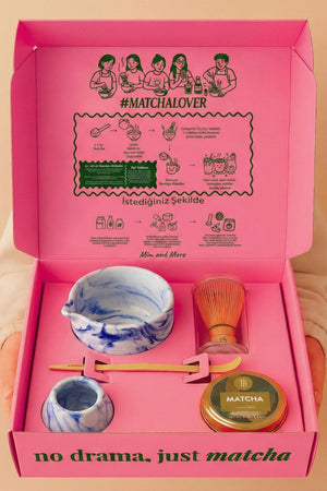 Matcha Starter Pack Mavi - Chawan, Bambu Whisk, Chasen, Chasaku, Saf Matcha 25 Gr Matcha Başlangıç Seti