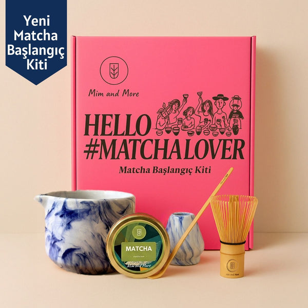 Matcha Starter Pack Mavi - Chawan, Bambu Whisk, Chasen, Chasaku, Saf Matcha 25 Gr Matcha Başlangıç Seti