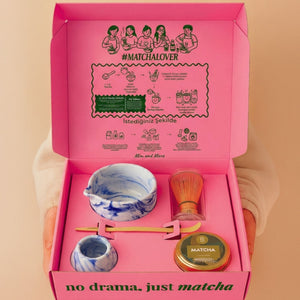 Matcha Starter Pack Mavi - Chawan, Bambu Whisk, Chasen, Chasaku, Saf Matcha 25 Gr Matcha Başlangıç Seti