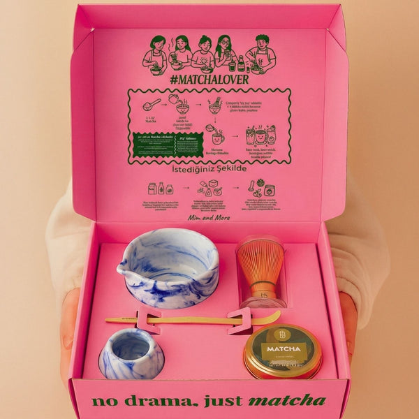 Matcha Starter Pack Mavi - Chawan, Bambu Whisk, Chasen, Chasaku, Saf Matcha 25 Gr Matcha Başlangıç Seti