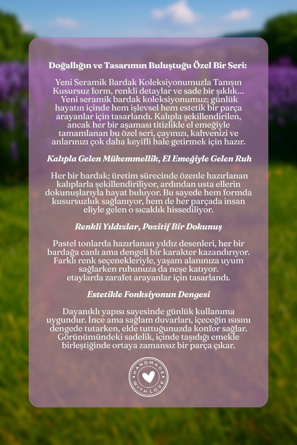 Mor Yıldız Desenli El Yapımı Seramik Bardak – Özel Tasarım