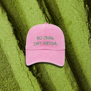 Pembe Matcha Şapka - No Crush Just Matcha Nakışlı Unisex Şapka