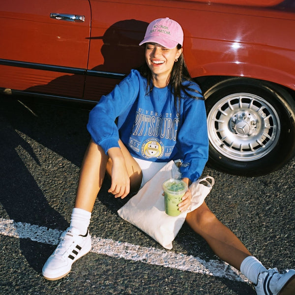 Pembe Matcha Şapka - No Crush Just Matcha Nakışlı Unisex Şapka