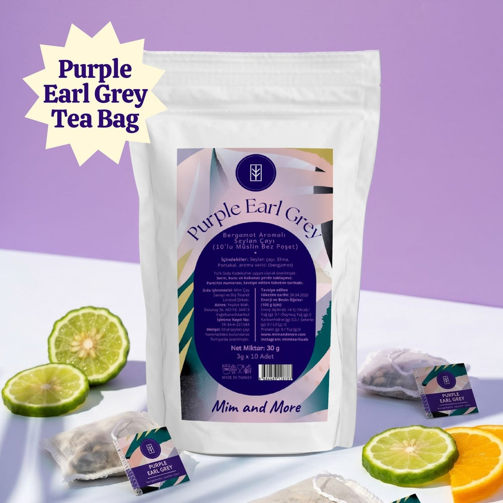 Purple Earl Grey Müslin Bez 10'lu Poşet Çay Paketi