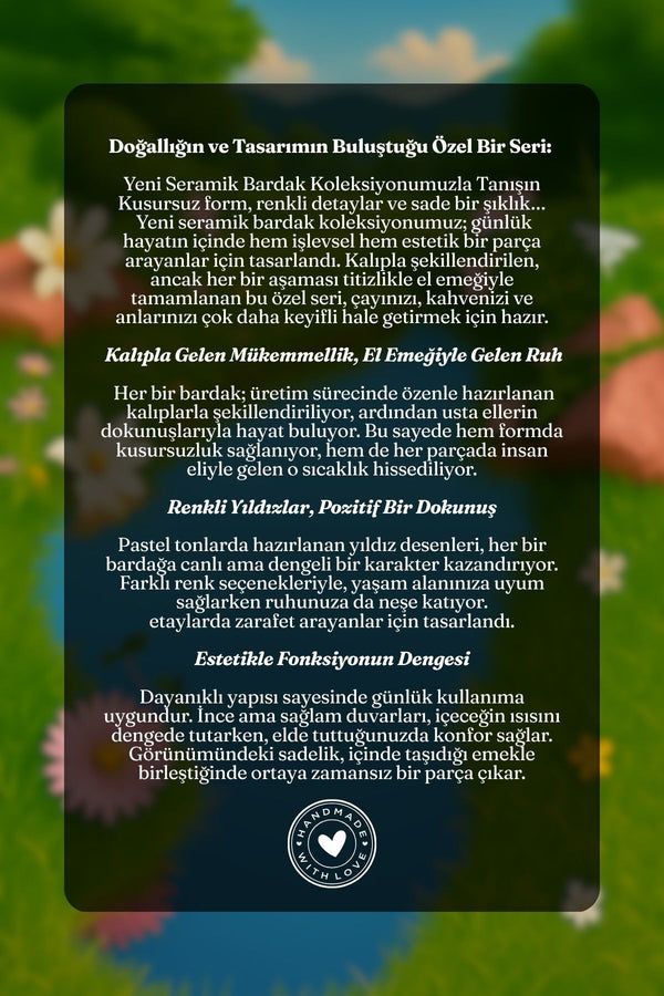 Siyah Yıldız Desenli El Yapımı Seramik Bardak – Özel Tasarım