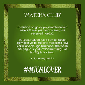 Yeşil Matcha Club Şapka - Nakışlı Eskitme Unisex Şapka