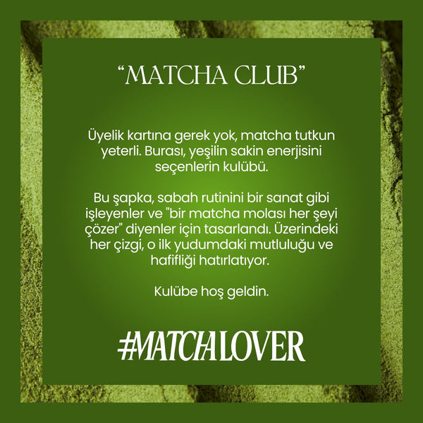 Yeşil Matcha Club Şapka - Nakışlı Eskitme Unisex Şapka